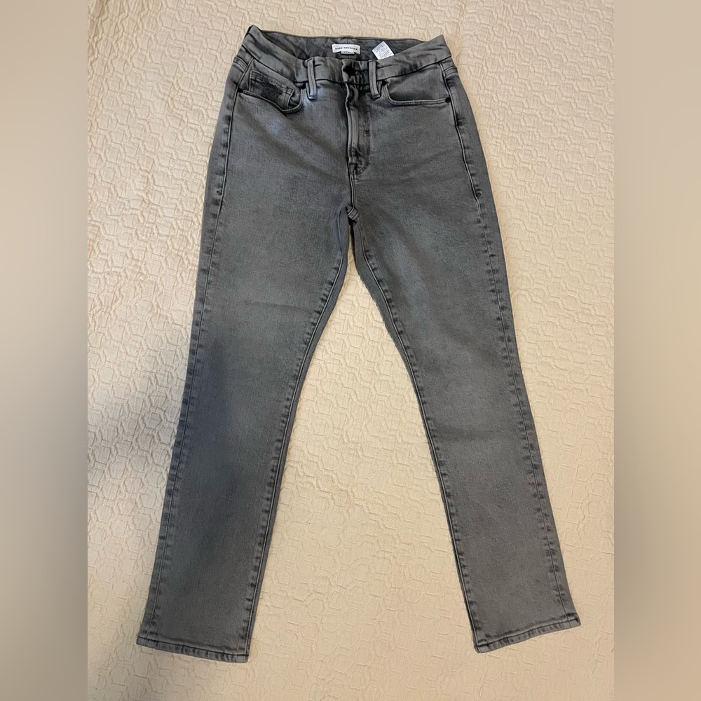 Good American gray high rise straight jeans size 4/27 inseam 28
